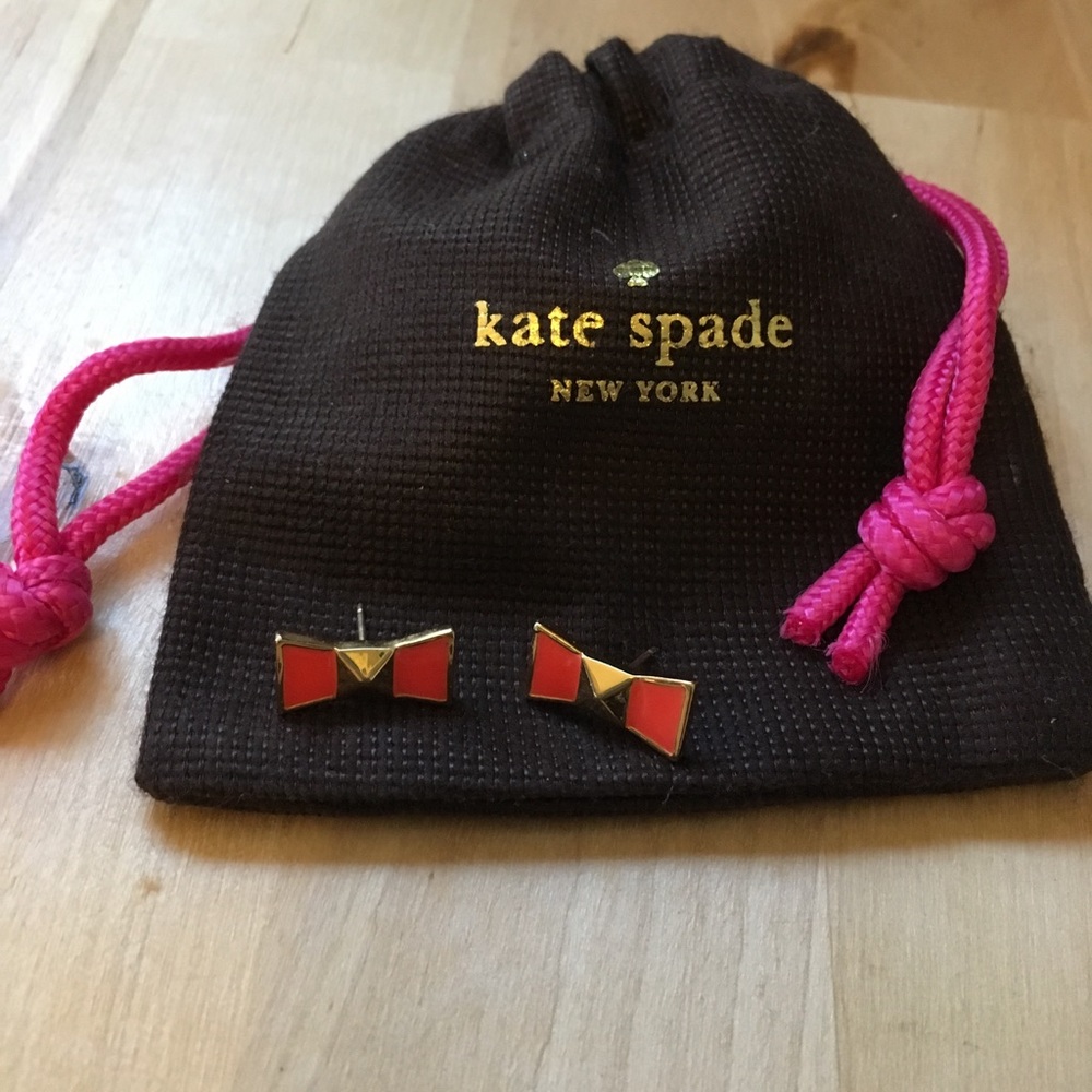Kate Spade orange & gold bow earrings